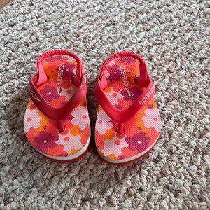 Speedo baby flip flops sandals Pink Orange Floral Size 3/4